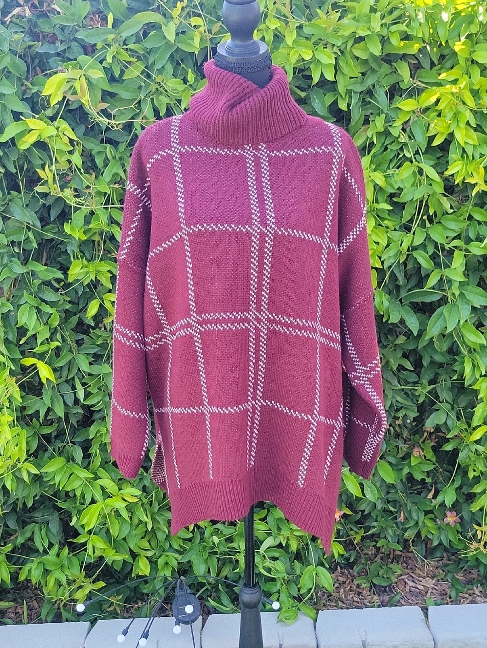 JODIFL Maroon Knit Oversized Cozy Turtleneck Sweater L